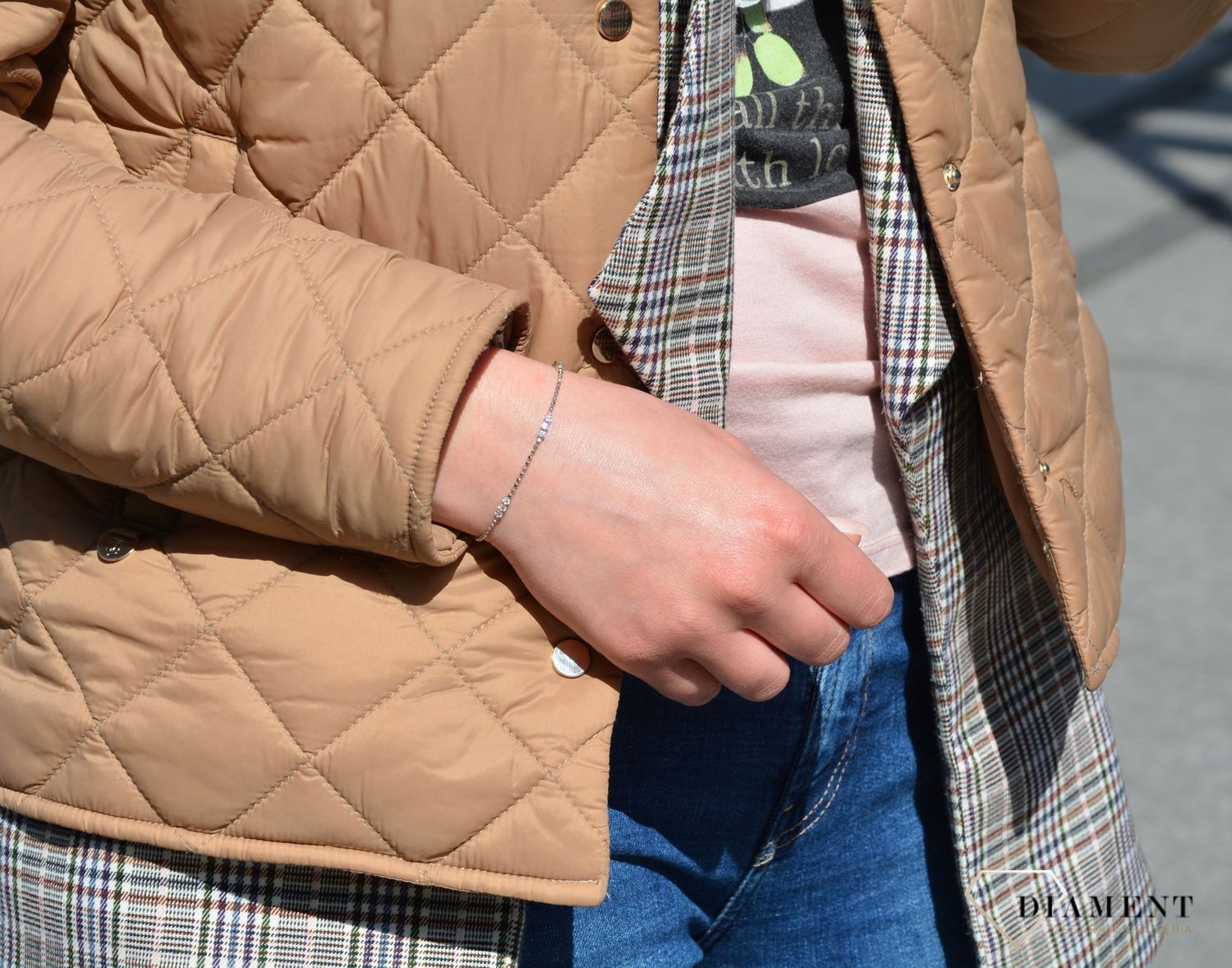 Bransoleta srebrna z kuleczek cyrkonia Dall'Acqua B RM BR13875 036d.jpg